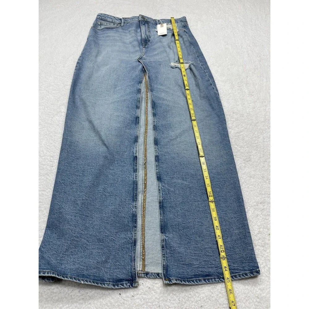 Good American Good Denim Maxi Skirt Women Blue Ease Vacay Retro Boho Size 12 NWT